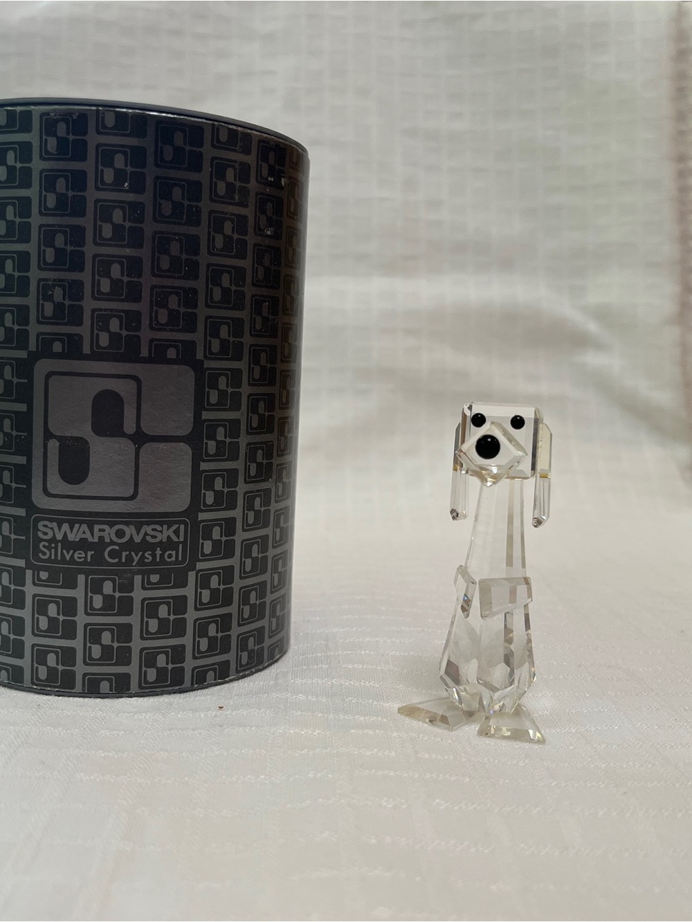 Swarovski Clear Crystal Dog Figurine with Black Accents art 7635